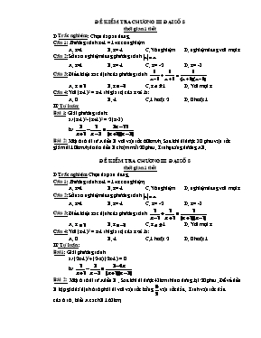Đề kiểm tra chương III - Đại số khối 8